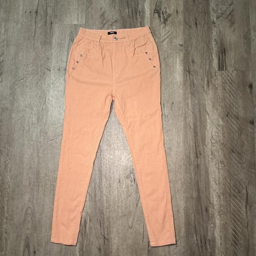 BAZL High Waist Skinny Jeans Size 1X Peach Coral Orange‎ Button Detail Plus Size